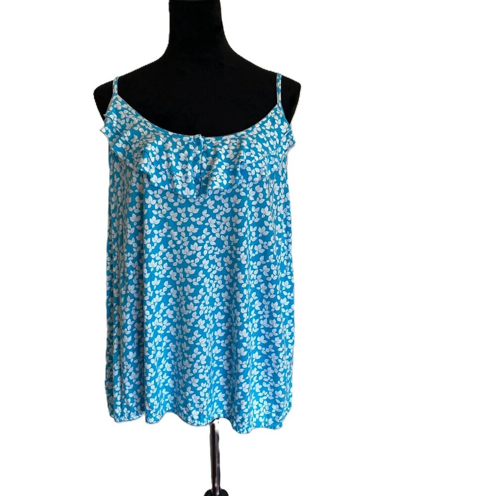 Lane Bryant SZ 18/20 Blue White Cotton/Modal Tank Top Adjustable Straps